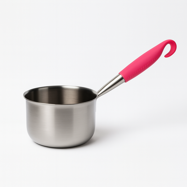 סיר נירוסטה עם ידית ורודה