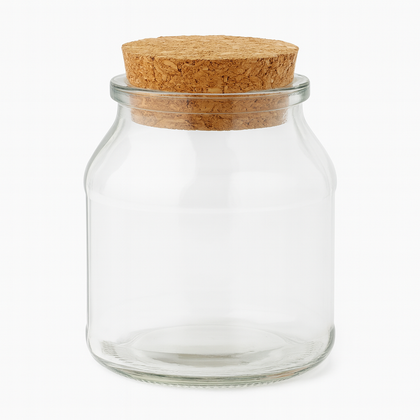 כלי זכוכית עם פקק שעם טבעי